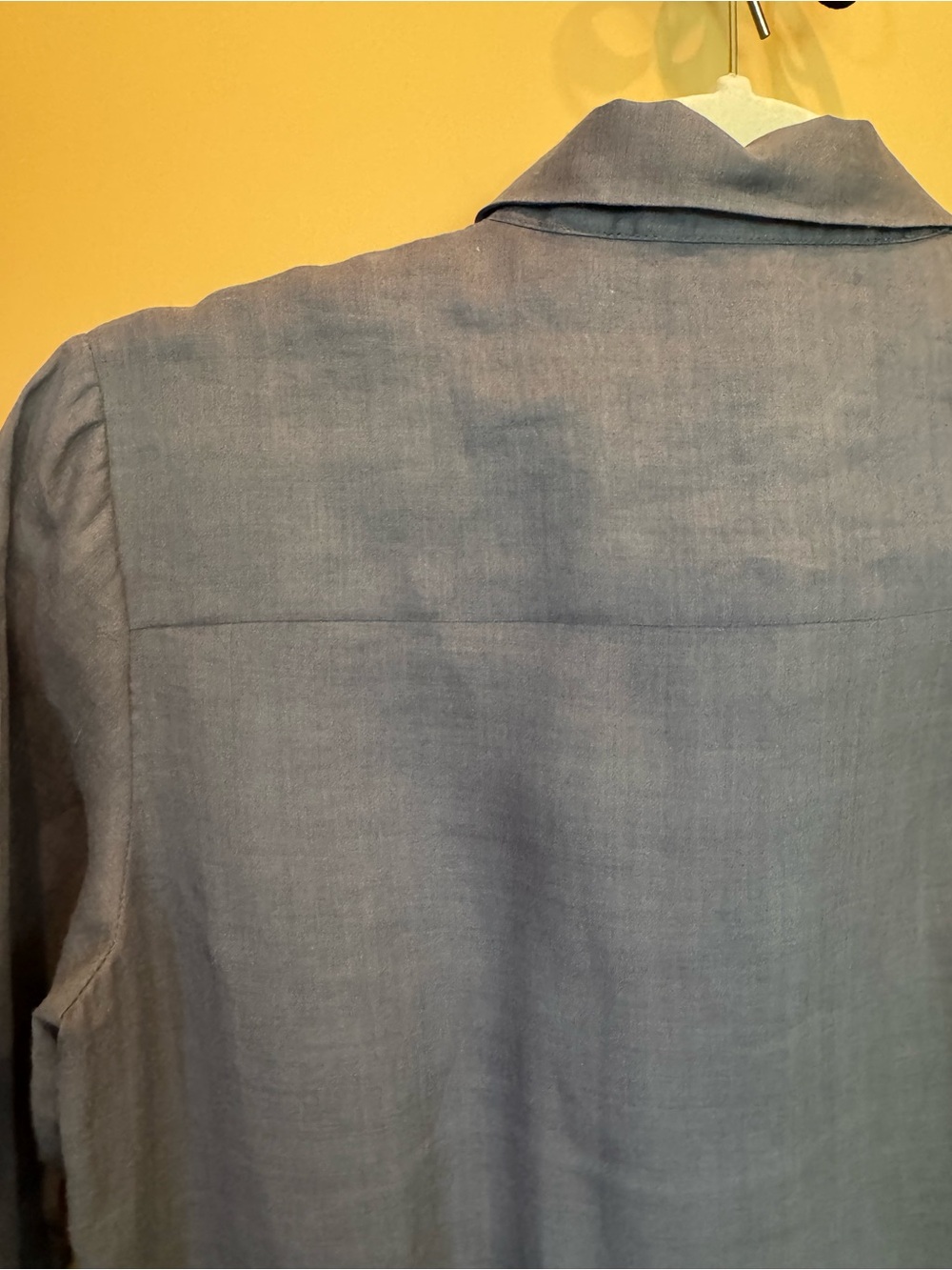 Theory Slate Blue Linen Long-Sleeve Button Front Shirt Dress - Picture 8 of 10